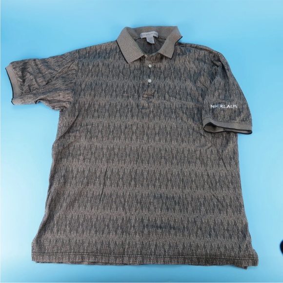 Nicklaus Mens Polo Geometric Diamond Golf Shirt Size L - Picture 1 of 4